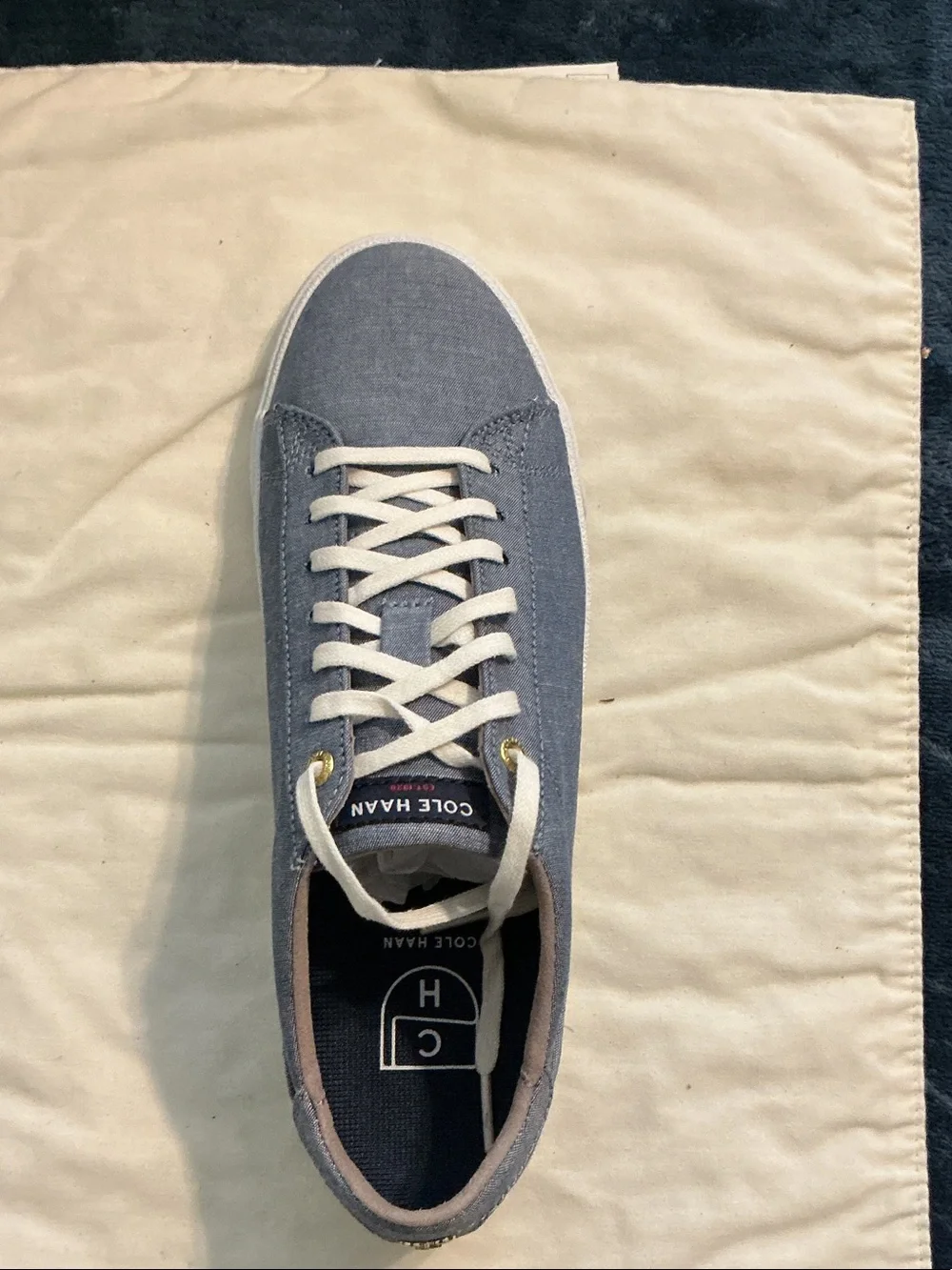 Cole Haan Chambray Low-Top Sneakers in Light Blue with White Sole